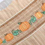 Light Brown Pinstripe Pumpkin Smocked Overalls - Lil Cactus