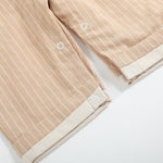 Light Brown Pinstripe Pumpkin Smocked Overalls - Lil Cactus