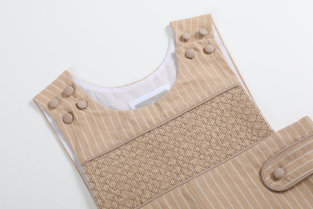 Light Brown Pinstripe Smocked Jon Jons - Lil Cactus