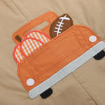 Light Brown Pumpkin Football Truck Overalls - Lil Cactus