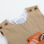 Light Brown Pumpkin Football Truck Overalls - Lil Cactus