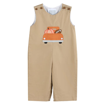 Light Brown Pumpkin Football Truck Overalls - Lil Cactus