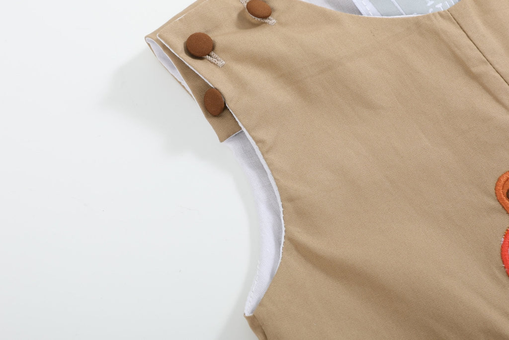 Light Brown Pumpkin Football Truck Overalls - Lil Cactus