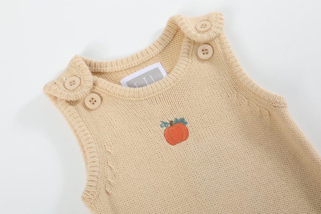 Light Brown Pumpkin Knit Romper - Lil Cactus
