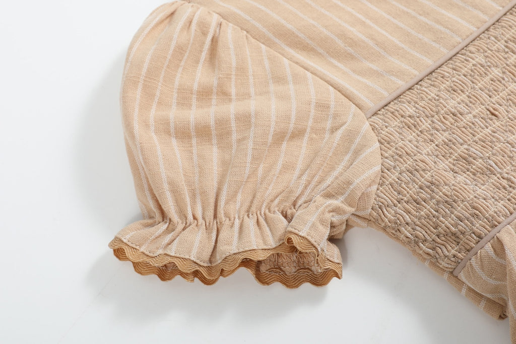 Light Brown Smocked Ruffle Dress - Lil Cactus