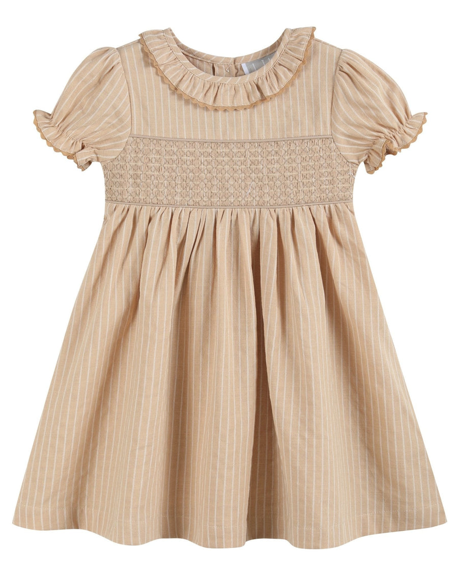 Light Brown Smocked Ruffle Dress - Lil Cactus