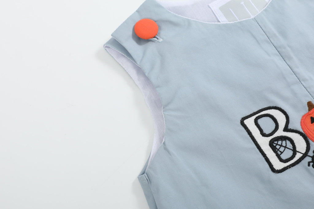 Light Gray 'Boo' Applique Overalls - Lil Cactus