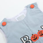 Light Gray 'Boo' Applique Overalls - Lil Cactus