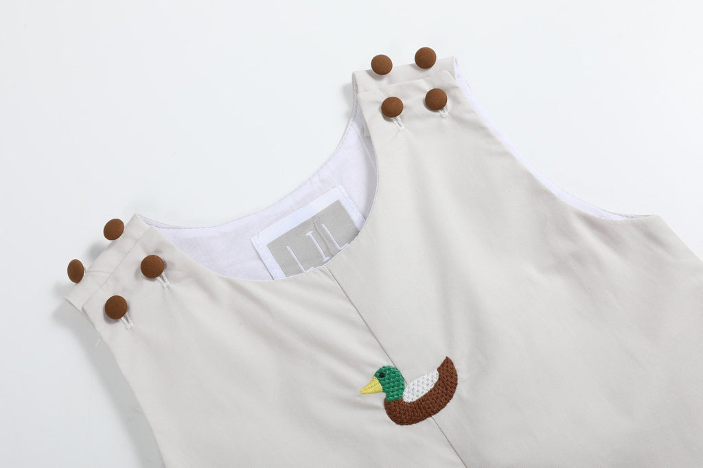 Light Gray Mallard Duck Overalls - Lil Cactus