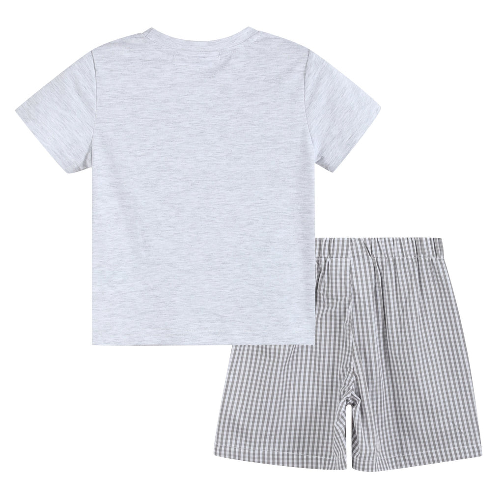 Light Gray Mallard Smocked Shirt and Shorts - Lil Cactus