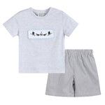 Light Gray Mallard Smocked Shirt and Shorts - Lil Cactus