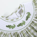 Light Green Alligator Smocked Bishop Dress - Lil Cactus