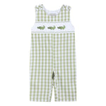Light Green Alligator Smocked Overalls - Lil Cactus