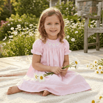 Light Pink Daisy Smocked Bishop Dress - Lil Cactus