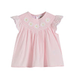 Light Pink Daisy Smocked Top and Bloomer 2 pc set - Lil Cactus