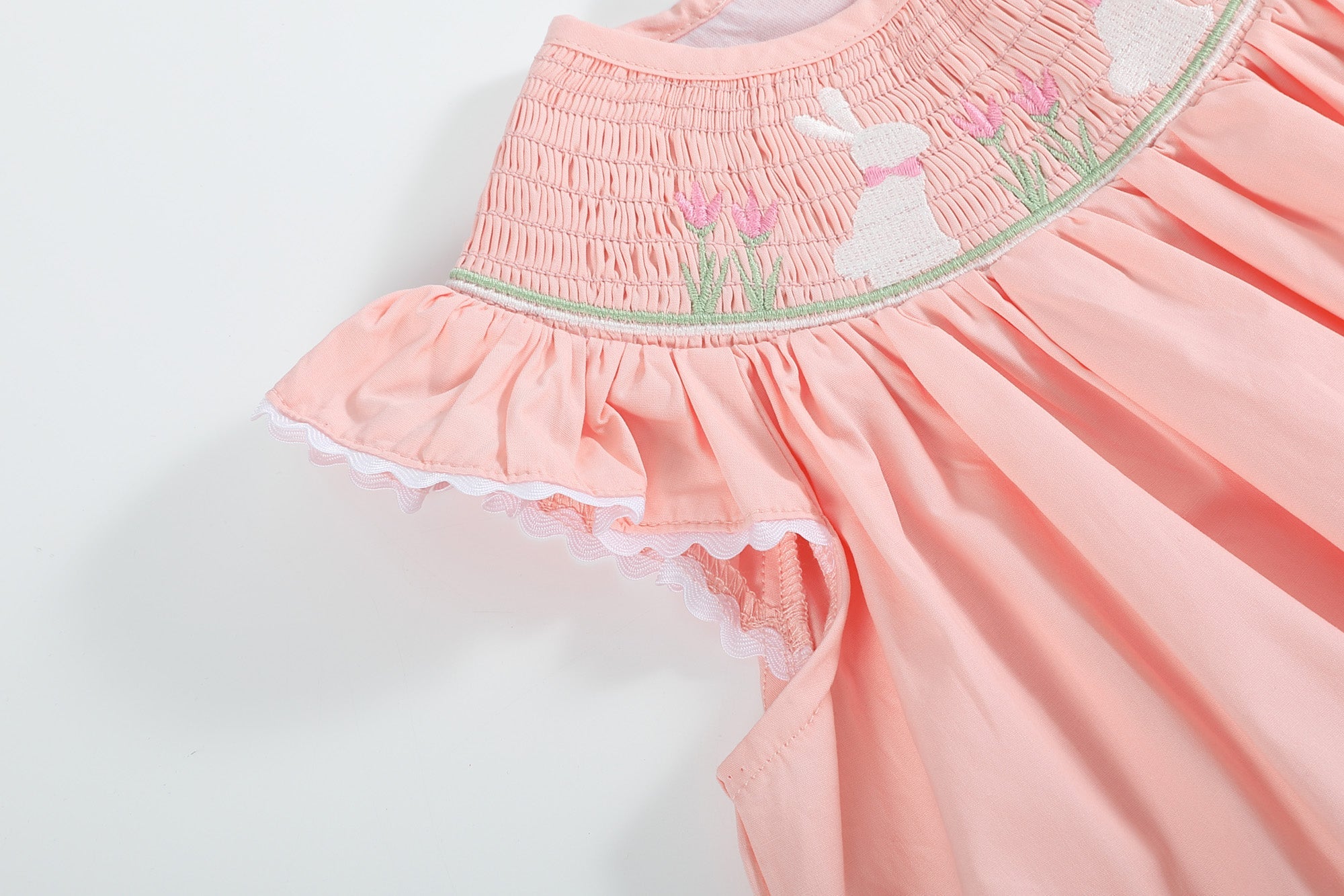 Lil Cactus Baby Dress Light Pink Easter Bunny Smocked Bishop Dress - 6-12M, Outfit, Cotton Lil Cactus Baby Dress Light Pink Easter Bunny Smocked Bishop Dress - 6-12M, Outfit, Cotton