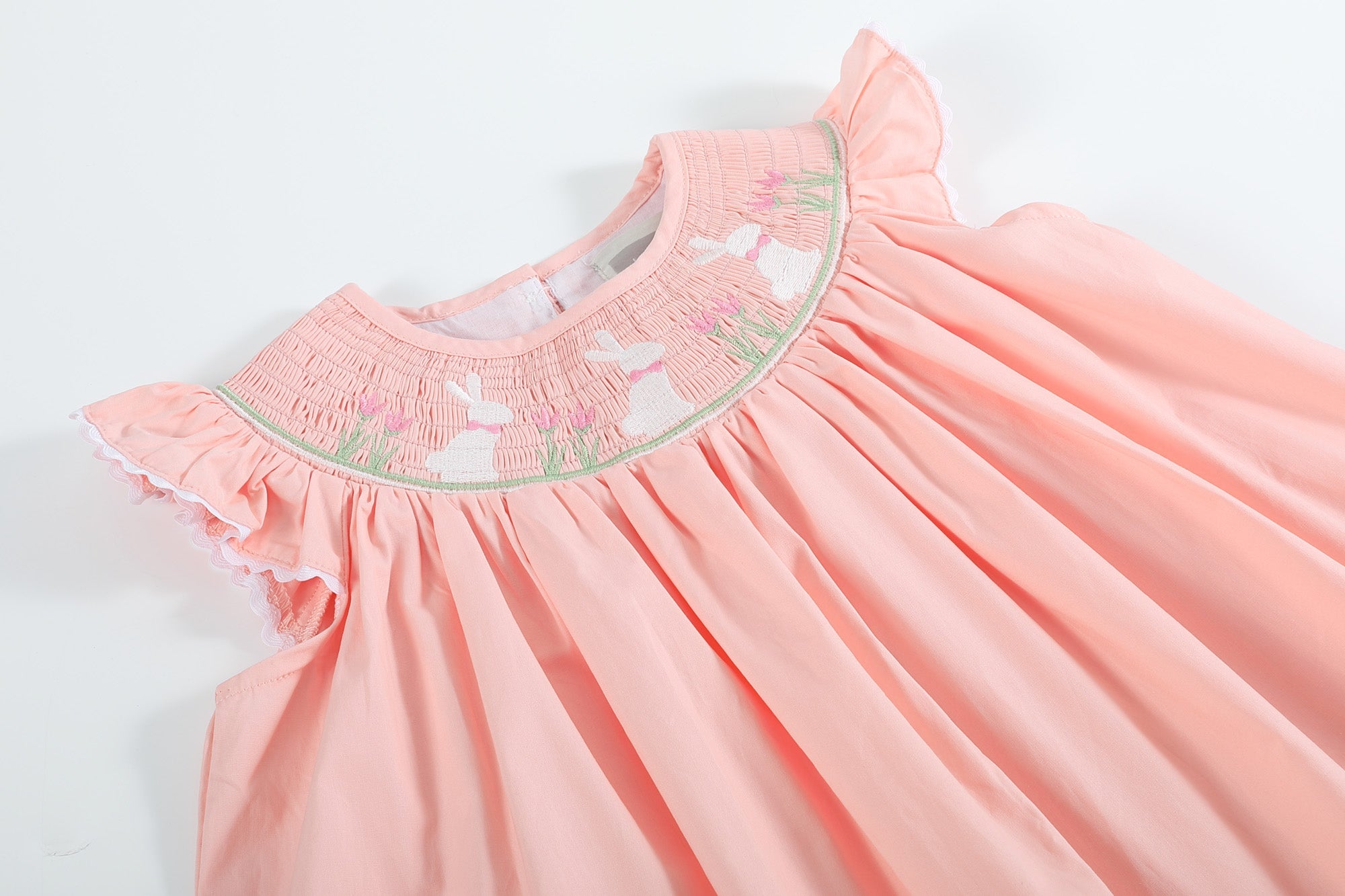 Lil Cactus Baby Dress Light Pink Easter Bunny Smocked Bishop Dress - 6-12M, Outfit, Cotton Lil Cactus Baby Dress Light Pink Easter Bunny Smocked Bishop Dress - 6-12M, Outfit, Cotton