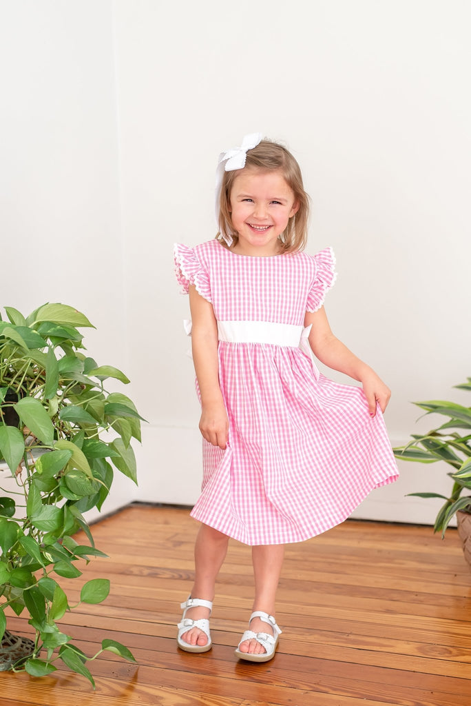 Light Pink Gingham A - Line Dress - Lil Cactus