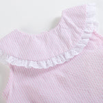 Light Pink Seersucker Collared Bubble Romper - Lil Cactus