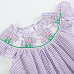 Light Purple Seersucker Bunny Smocked Romper - Lil Cactus