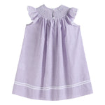 Light Purple Seersucker Easter Bunny Smocked Bishop Dress - Lil Cactus