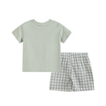 Misty Blue Big Brother Smocked Shirt and Shorts Set - Lil Cactus