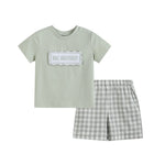 Misty Blue Big Brother Smocked Shirt and Shorts Set - Lil Cactus