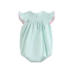Misty Blue Easter Bunny Smocked Bubble Romper - Lil Cactus