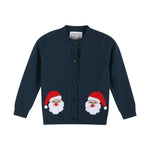 Navy Blue Christmas Santa Knit Cardigan - Lil Cactus
