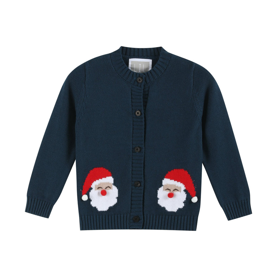 Navy Blue Christmas Santa Knit Cardigan - Lil Cactus