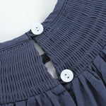 Navy Blue Nativity Long Sleeve Smocked Bishop Dress - Lil Cactus