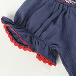 Navy Blue Santa Smocked Bishop Dress - Lil Cactus