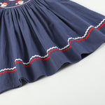 Navy Blue Santa Smocked Bishop Dress - Lil Cactus