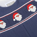 Navy Blue Santa Smocked Overalls - Lil Cactus
