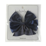 Navy Blue Satin Bow Hair Clip - Lil Cactus