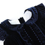 Navy Blue Velour Flutter Sleeve Dress - Lil Cactus