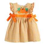 Orange Gingham Ruffle Pumpkin Bow Dress - Lil Cactus