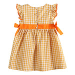 Orange Gingham Ruffle Pumpkin Bow Dress - Lil Cactus