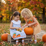Orange Gingham Ruffle Pumpkin Bow Dress - Lil Cactus