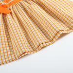 Orange Gingham Ruffle Pumpkin Bow Dress - Lil Cactus