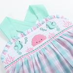 Pink and Aqua Seashell Smocked Sundress - Lil Cactus