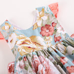 Pink and Blue Floral Print Ruffle Romper - Lil Cactus