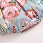 Pink and Blue Floral Print Ruffle Romper - Lil Cactus