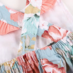 Pink and Blue Floral Print Ruffle Romper - Lil Cactus