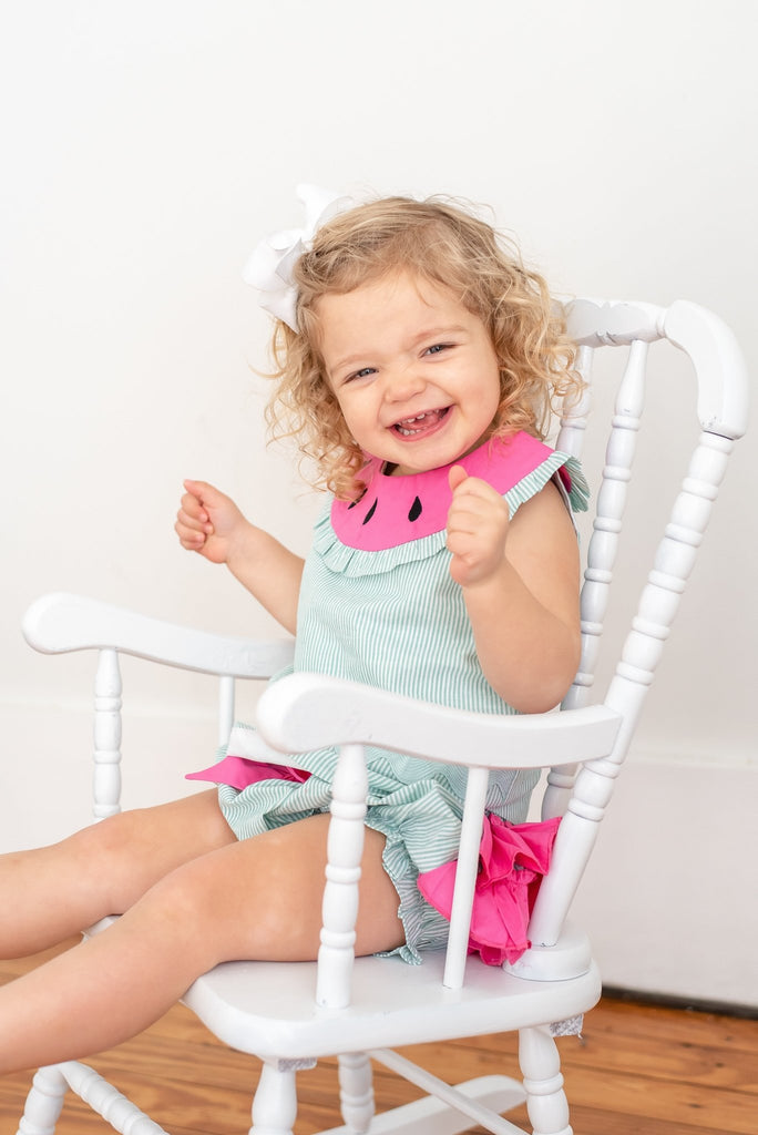 Pink and Green Watermelon Top and Ruffle Bloomer Set - Lil Cactus