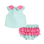 Pink and Green Watermelon Top and Ruffle Bloomer Set - Lil Cactus