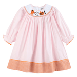 Pink and Orange Gingham Boo Smocked Bishop Dress - Lil Cactus