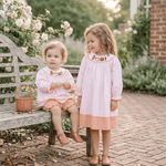 Pink and Orange Gingham Boo Smocked Bishop Dress - Lil Cactus