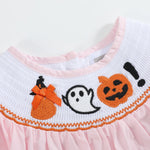 Pink and Orange Gingham Boo Smocked Dress and Bloomer Set - Lil Cactus