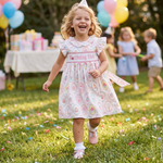 Pink and White Birthday Girl Smocked Dress - Lil Cactus